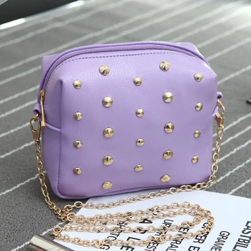 Women Messenger Bags Rivet Chain Shoulder Bag Leather Crossbody 1
