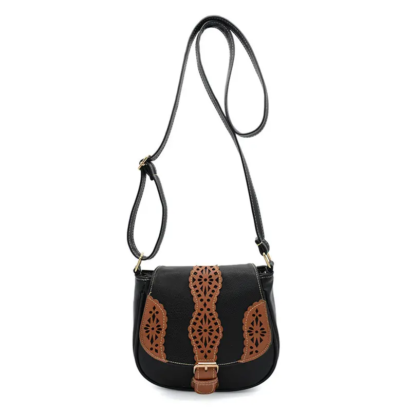 Women Messenger Bags Vintage Floral Luxury Hbags Hollow Out Saddle Women Bags Designer Crossbody Shoulder Bag 1