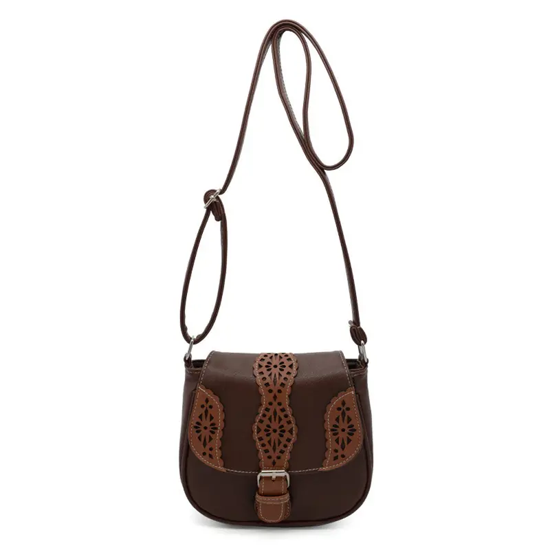 Women Messenger Bags Vintage Floral Luxury Hbags Hollow Out Saddle Women Bags Designer Crossbody Shoulder Bag 2