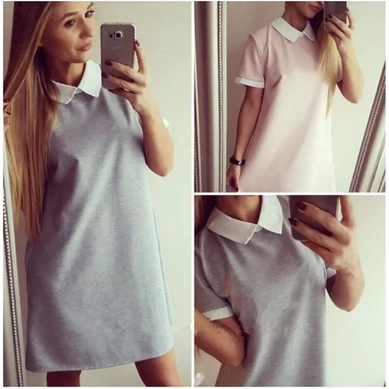 Women Mini Dresss Short Sleeve Vestido Turn-Down Collar Casual Dress Vestidos Femininos Gv138 4
