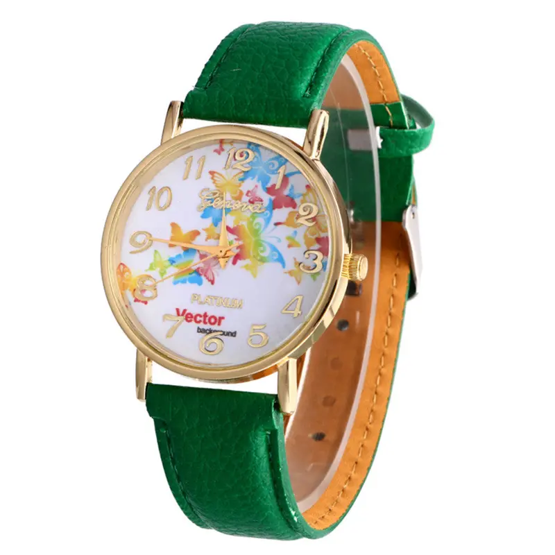 Women Montre 10 Colorful Vintage Women Watches Leather Bracelet Wristwatches Watch Girl Clocks Quartz Rolej 1