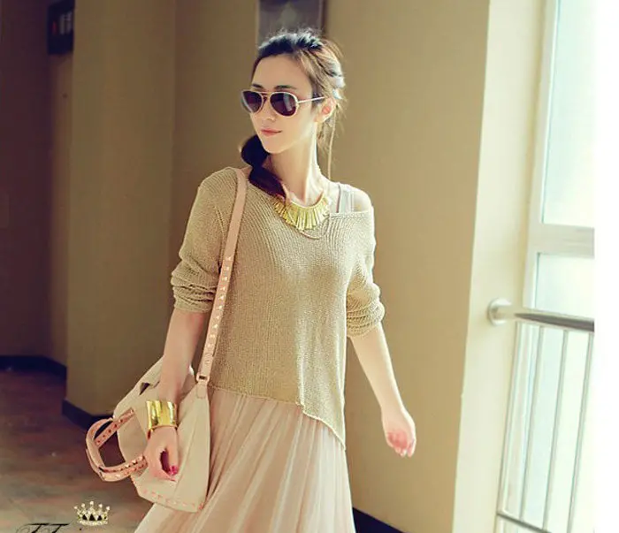 Women Multilayer Chain Tassels Choker Bib False Collar Necklace Gold & Feida 2