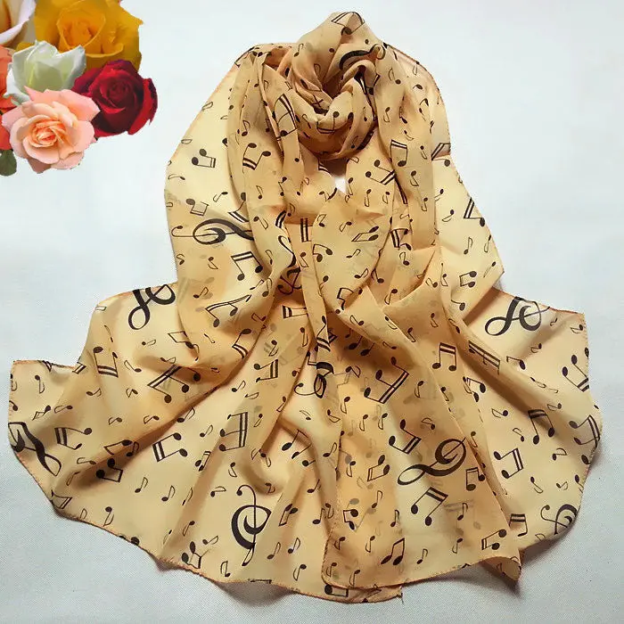 Women Musical Note Chiffon Neck Scarf Shawl Muffler Scarves Ping 3
