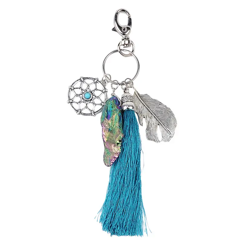 Women Natural Stone Turquoise Dreamcatcher Boho Fashion Keychain 1