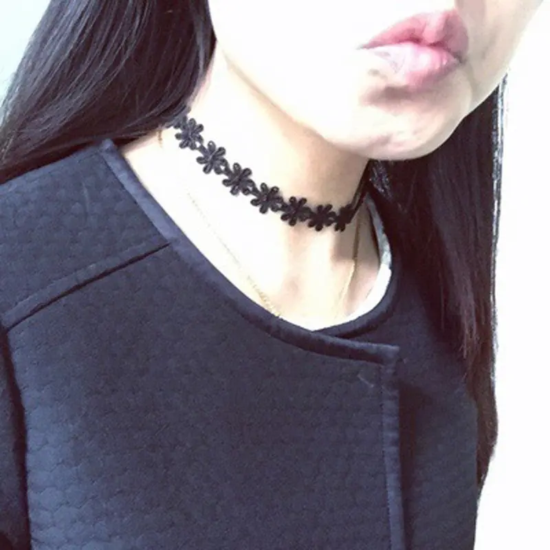 Women Necklace Choker Personalized Chic Black Lace Leaves Branch Necklaces Jewelry Gift For Girl 1