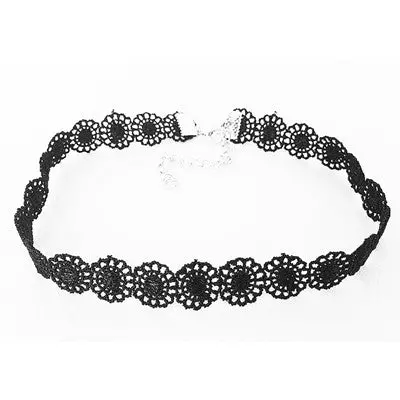 Women Necklace Choker Vintage Black Lace Sunflower Tattoo Gothic Charm Necklaces Chokers Jewelry Gift 1
