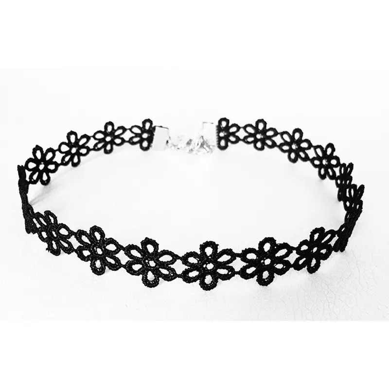 Women Necklace Choker Vintage Black Lace Sunflower Tattoo Gothic Charm Necklaces Chokers Jewelry Gift 2
