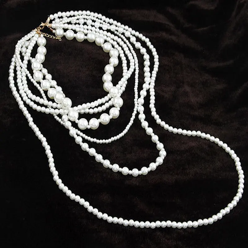 Women Necklace Exquisite Multilayer Pearl Necklaces Elegant Charm Necklaces Imitation Pearl Jewelry Gift 1