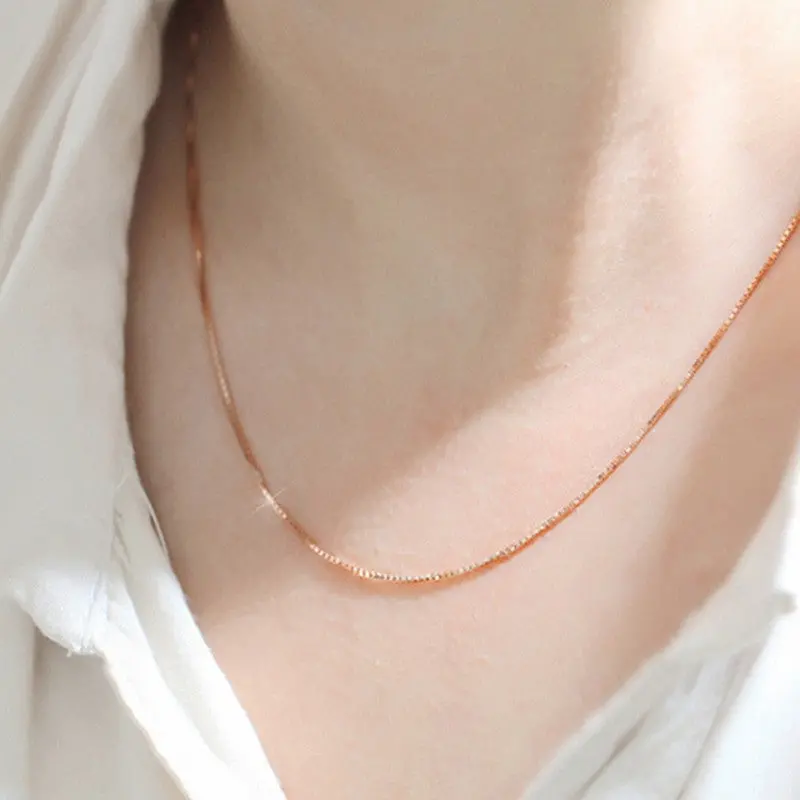 Women Necklace Fine Jewelry Rose Gold Collares Box Chain Necklaces For Men & Women Gift 1