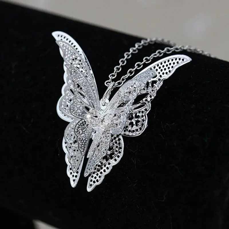 Women Necklace Lovely Butterfly Pendant Charm Silver Chain Necklaces Jewelry Gift 2
