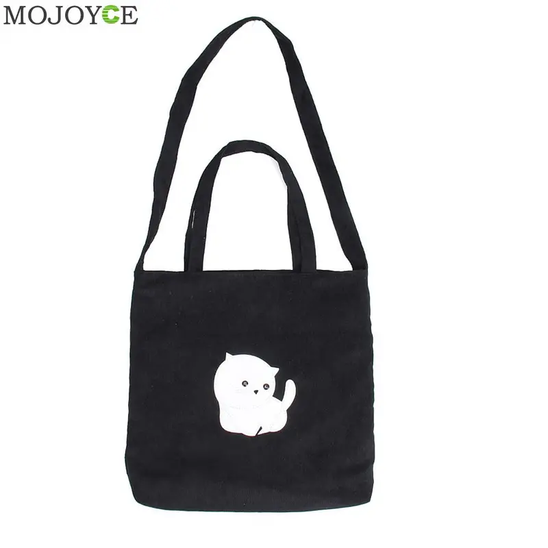 Women New Flannel Canvas Bag With Cartoon Cat Women Bag Flannel Handbag Shoulder Bag Clutch Bolsa Feminina Bolsos Mujer 1