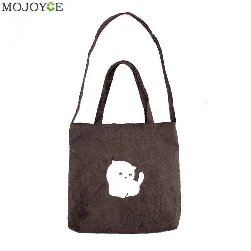 Women New Flannel Canvas Bag With Cartoon Cat Women Bag Flannel Handbag Shoulder Bag Clutch Bolsa Feminina Bolsos Mujer 2