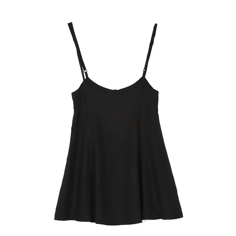 Women Night Dress Imported Clothing Black Dress With Shoulder Straps Pleated Dress Vestidos Clothing Feida 3