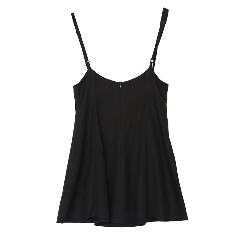 Women Night Dress Imported Clothing Black Dress With Shoulder Straps Pleated Dress Vestidos Clothing Feida 4