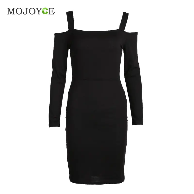 Women Off Shoulder Long Sleeve Jumper Knit Dress Slim Women Long Sleeve Cotton Elastic Casual Bodycon Dress Vestido 1