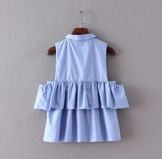Women Off Shoulder Ruffles Shirt Lapel Hollow Out Blouse Tops Blusas Y Camisas Mujer Haut Chemise Femme Blusa 8
