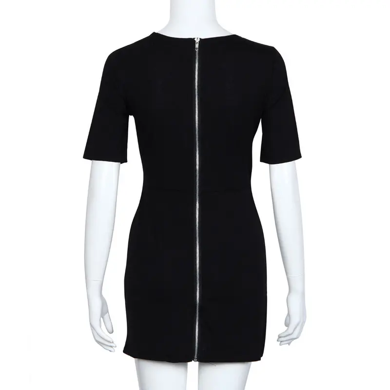 Women Party Dresses Sexy Pu Zipper Stitching Slim Short-Sleeved Dress Plus Size Robe Dress Feida 4