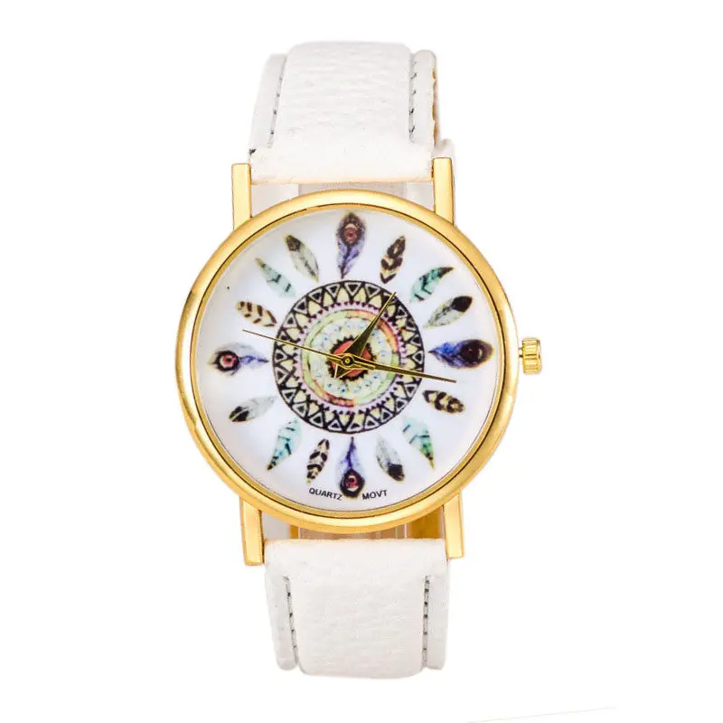 Women Polka Dot Dial Quartz Trend Leather Strap Bracelet Analog Watch 1