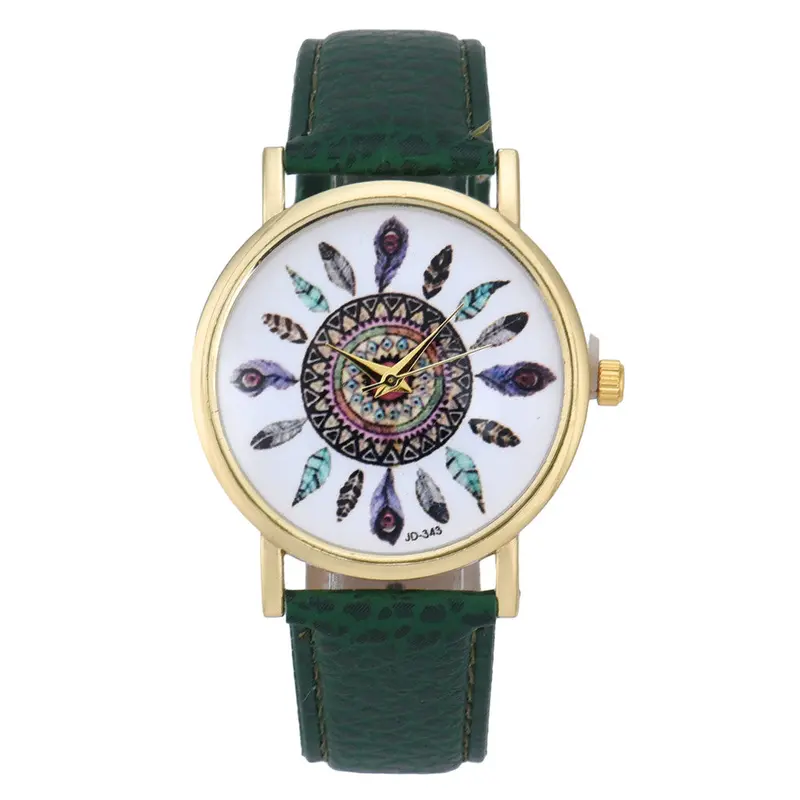 Women Polka Dot Dial Quartz Trend Leather Strap Bracelet Analog Watch 10