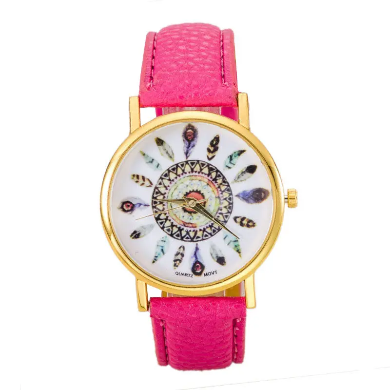Women Polka Dot Dial Quartz Trend Leather Strap Bracelet Analog Watch 11