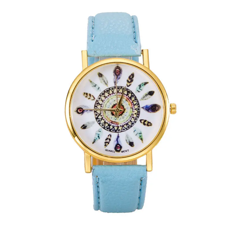 Women Polka Dot Dial Quartz Trend Leather Strap Bracelet Analog Watch 2