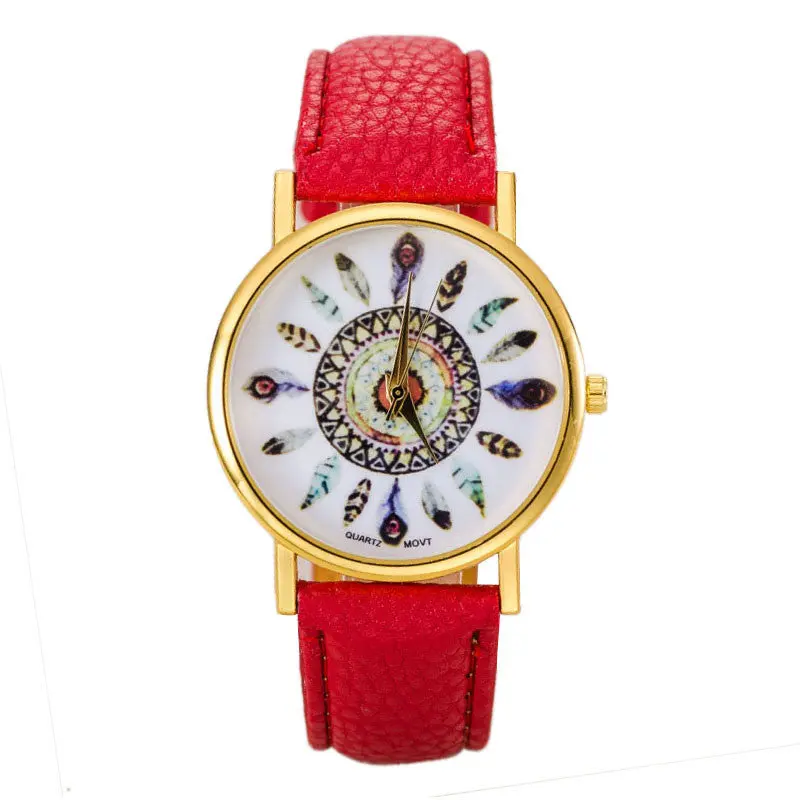 Women Polka Dot Dial Quartz Trend Leather Strap Bracelet Analog Watch 4