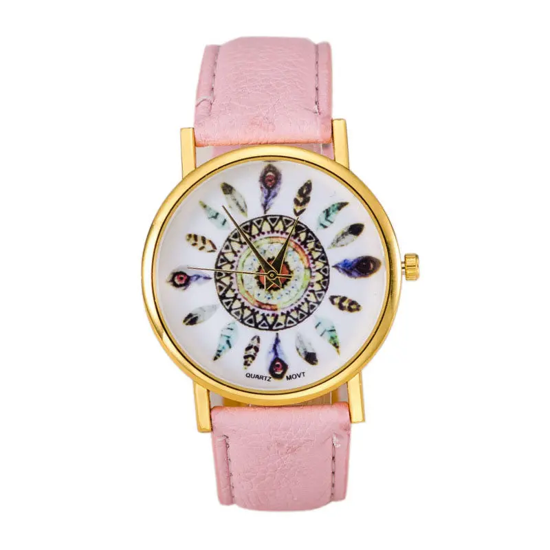 Women Polka Dot Dial Quartz Trend Leather Strap Bracelet Analog Watch 8