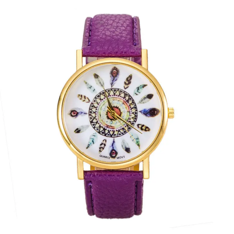 Women Polka Dot Dial Quartz Trend Leather Strap Bracelet Analog Watch 9