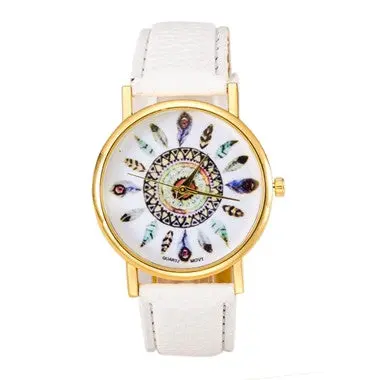 Women Polka Dot Watches Quartz Feather Print Leather Relojes Girl Bracelet Analog Watch Mujer Clock 12 Colors 1