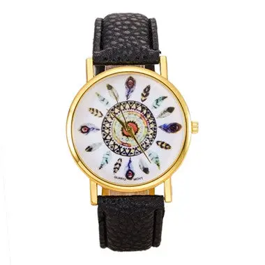 Women Polka Dot Watches Quartz Feather Print Leather Relojes Girl Bracelet Analog Watch Mujer Clock 12 Colors 5