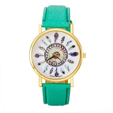 Women Polka Dot Watches Quartz Feather Print Leather Relojes Girl Bracelet Analog Watch Mujer Clock 12 Colors 6