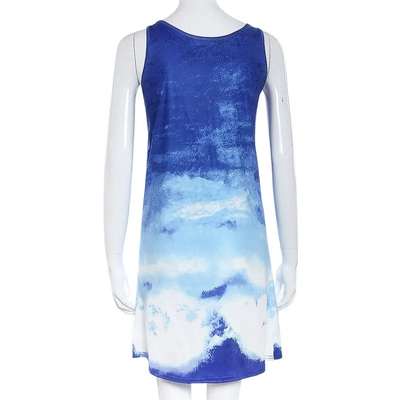 Women Printing Sleeveless Party Beach Short Mini Dress Women's Vestidos Plus Size 2