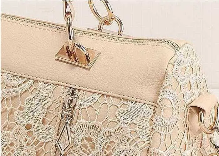 Women Pu Leather Messenger Bag Tote Shoulder Bag Lace Hbag 2