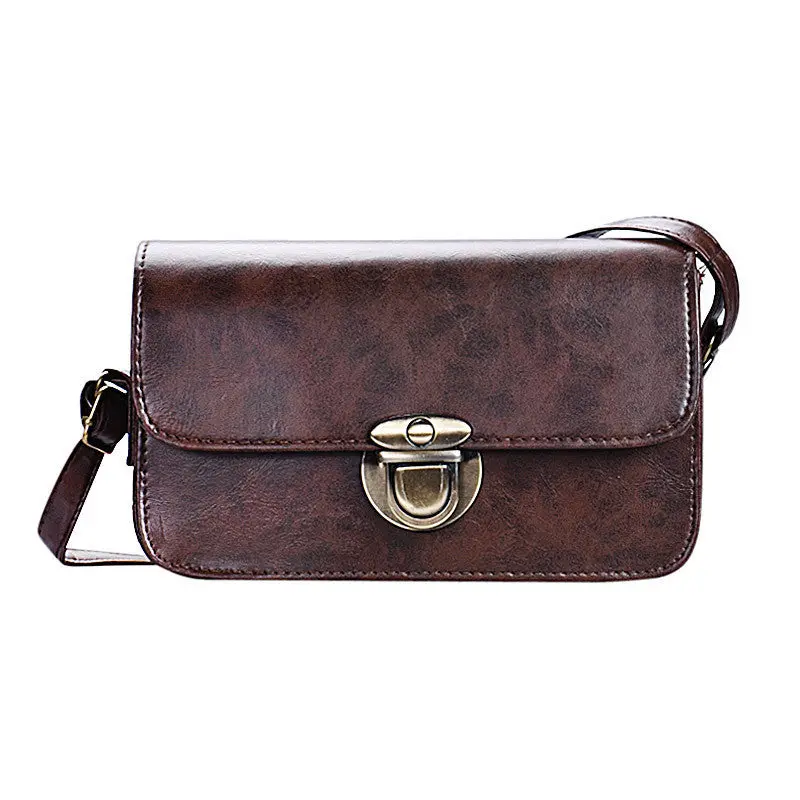 Women Pu Leather Vintage Hbag Shoulder Bags Tote Purse Solid Small Hasp Messenger Bag 2