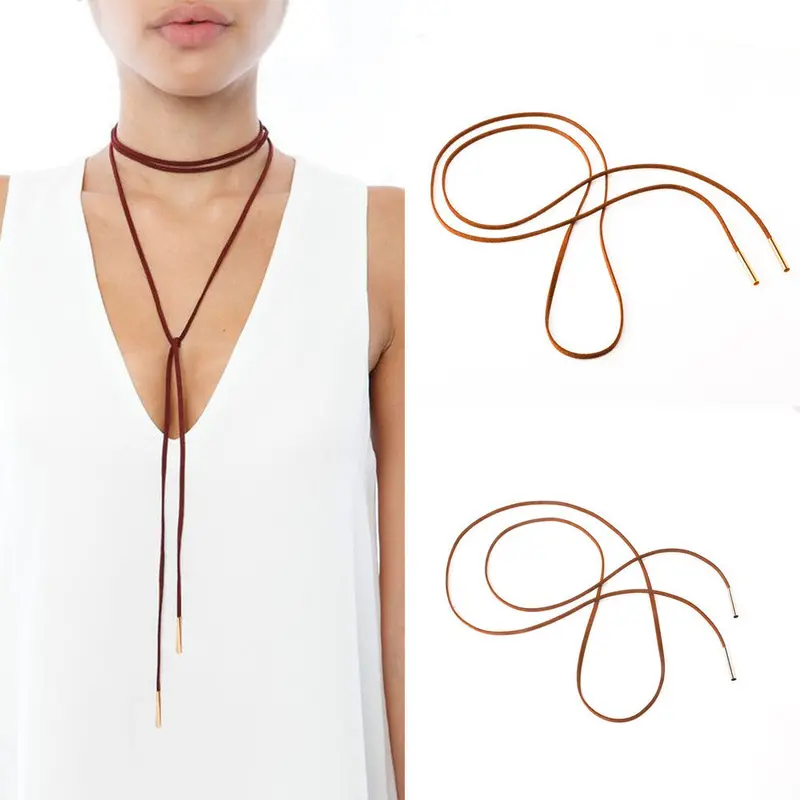Women Punk Necklace Gothic Style Long Black Velvet Chain Necklaces Jewelry Collares Mujer 2