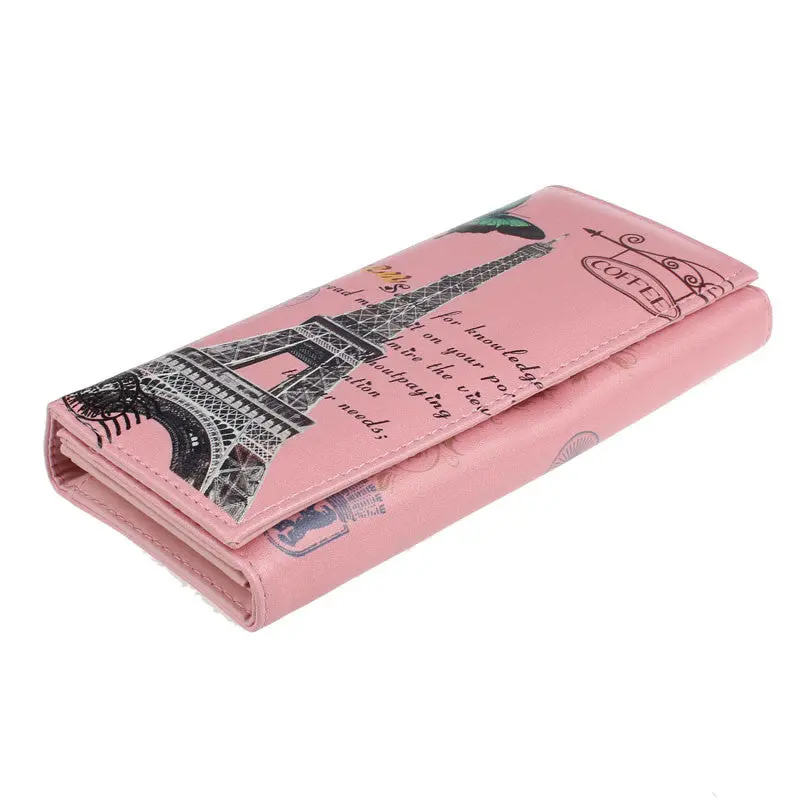 Women Purse Long Leather Butterfly Tower Printing Women Wallets Graffiti Embossed Wallet Vintage Pu Holder 1