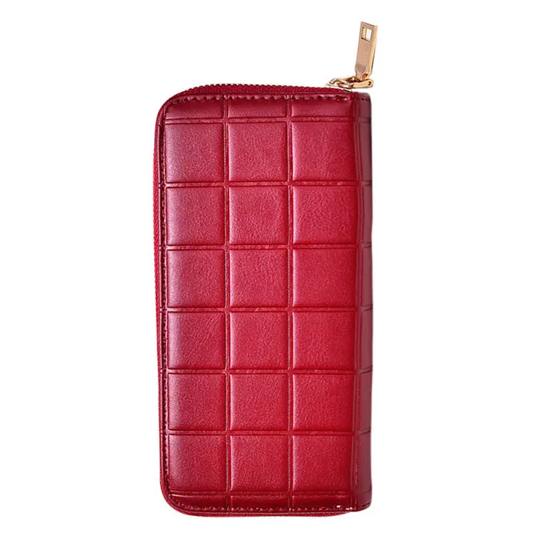 Women Quilted Long Wallet Leather Coin Purse Pu Plaid Leather Purse Women Wallet With Coin Bag Clutch Holders 2