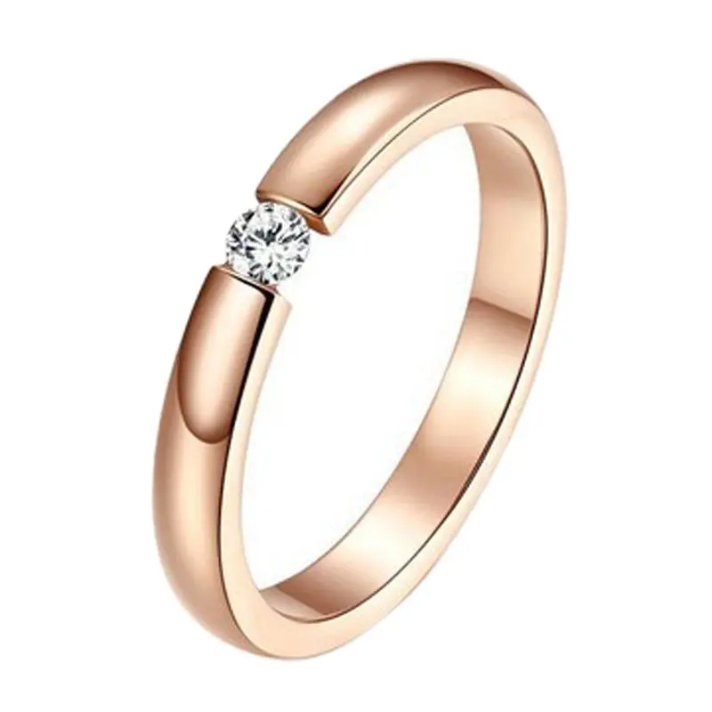 Women Rings Stylish Simplicity Single Rose Gold Surface Couple Ring Minimalist Jewelry Gift Anillo 2