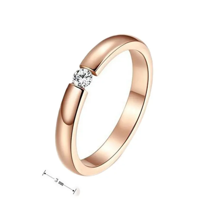 Women Rings Stylish Simplicity Single Rose Gold Surface Couple Ring Minimalist Jewelry Gift Anillo 3