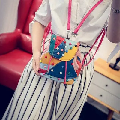 Women Rivet Backpack Simple Chain School Bags Cross Travel Bag Backpacks For Teenage Girls 2