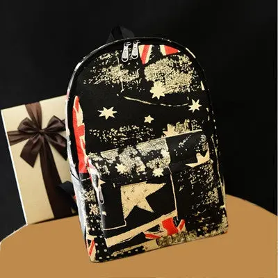 Women Rivet Backpack Women's Backpacks For Teenage Girls Bags With Zippers Union Flag Print Bags 1