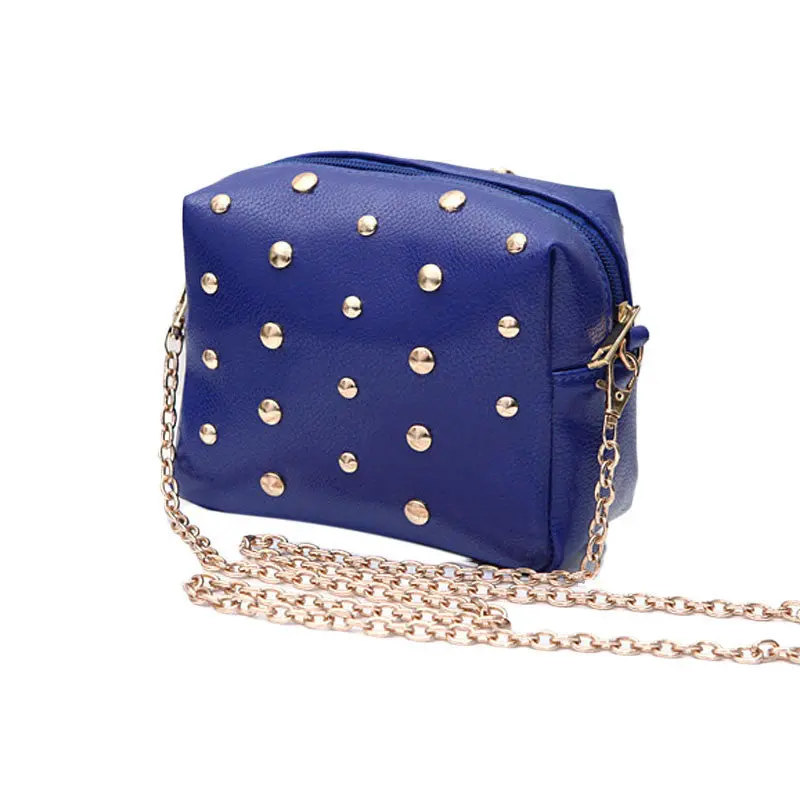 Women Rivet Chain Shoulder Bag Pu Leather Messenger Bags Crossbody 2