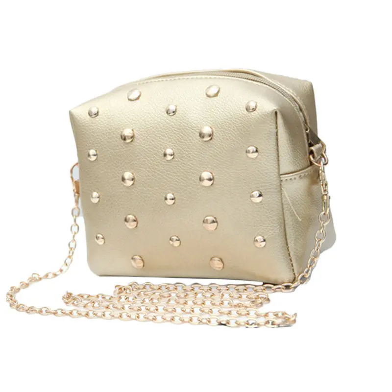 Women Rivet Chain Shoulder Bag Pu Leather Messenger Bags Crossbody 4