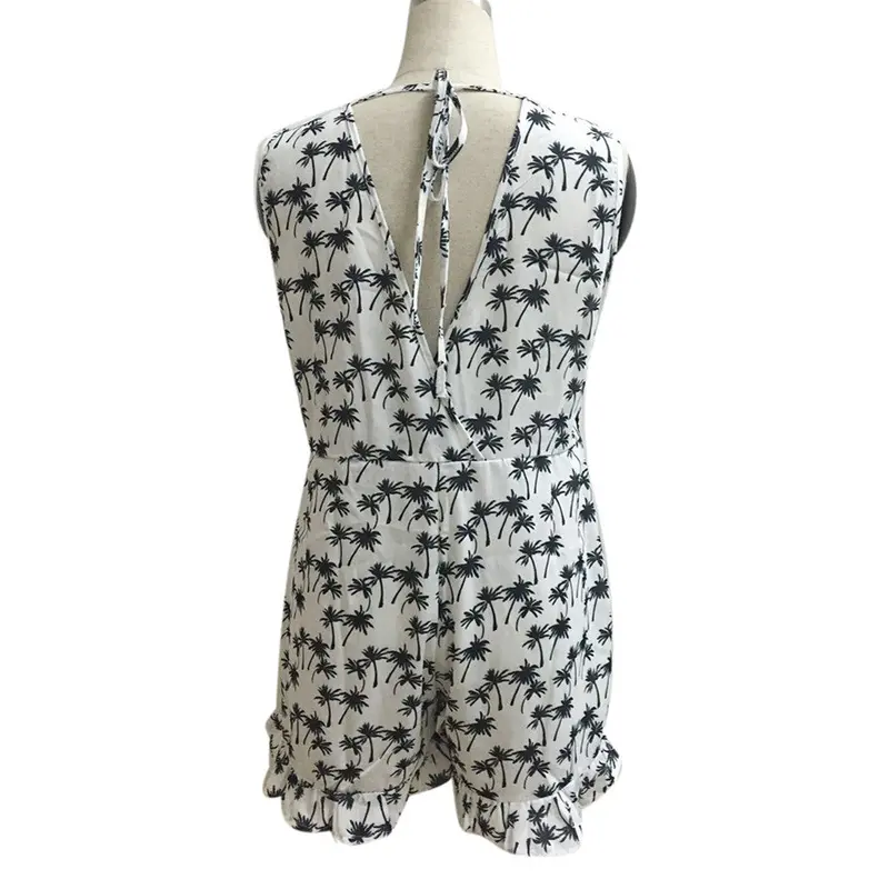 Women Robe Vintage Sleeveless Chiffon Beach Short Jumpsuit Clothes Feida 4