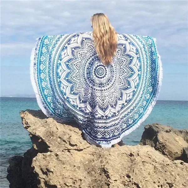 Women Scarf Boho Beach Cover Up Scarves Shawls Round Tapestry Mala Towel Mat Bohemian Shawls Scarves Stoles Scarf 2