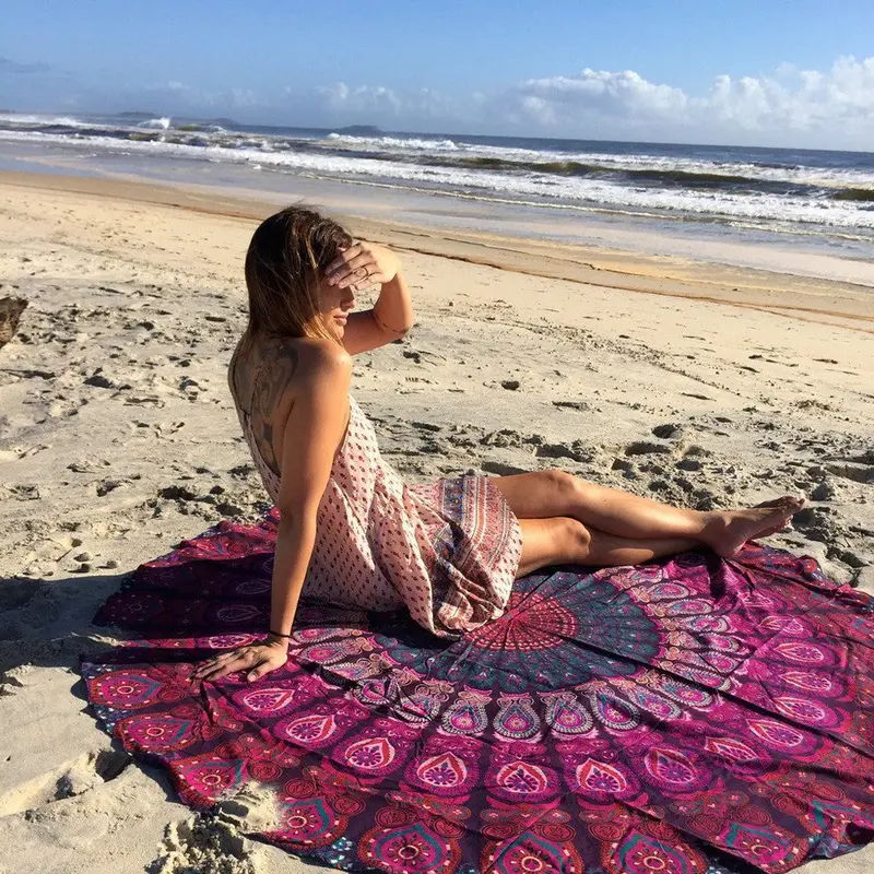 Women Scarf Chiffon Round Hippie Tapestry Cover Up Beach Throw Mala Towel Mat Bohemian Shawls Scarves Stoles Scarf Tunic 2