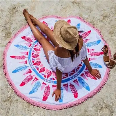 Women Scarf Hippie Tapestry Cotton Round Beach Throw Roundie Mala Towel Mat Bohemian Shawls Scarves Stoles Scarf 1