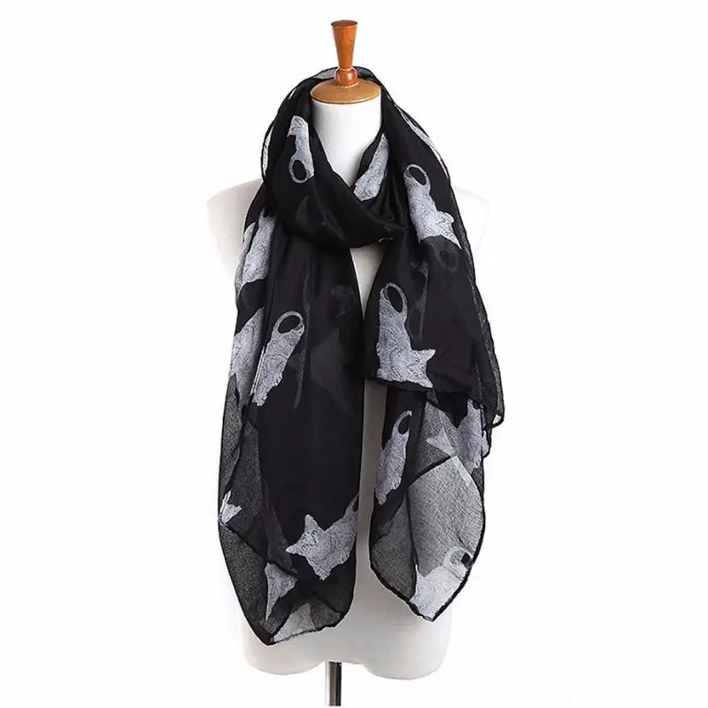 Women Scarf Shawls Wraps Fashion Cat Print Long Ladies Scarves 1