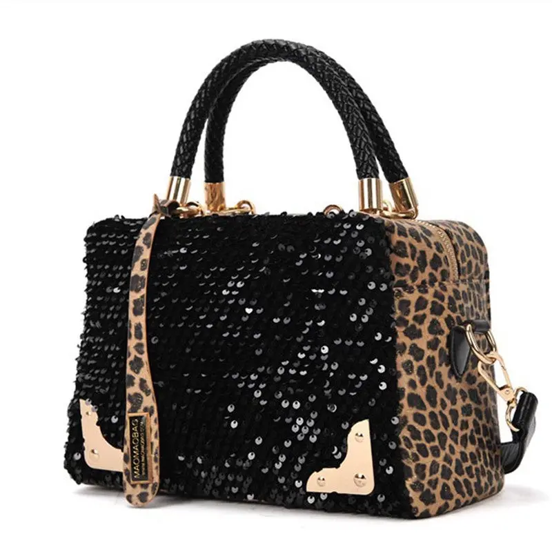 Women Sequin Leopard Design Handbags Messenger Cross Shoulder Bag Women's Handbags Mujer Bolsos 2