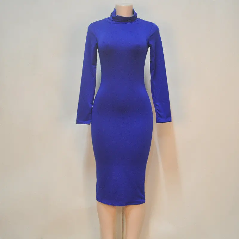 Women Sexy &Club Bodycon Dresses Long Sleeve Solid Slim Fit Warm Dresses Vestidos Zx054 6